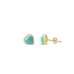 Turquise Heart Puff Stud Medium