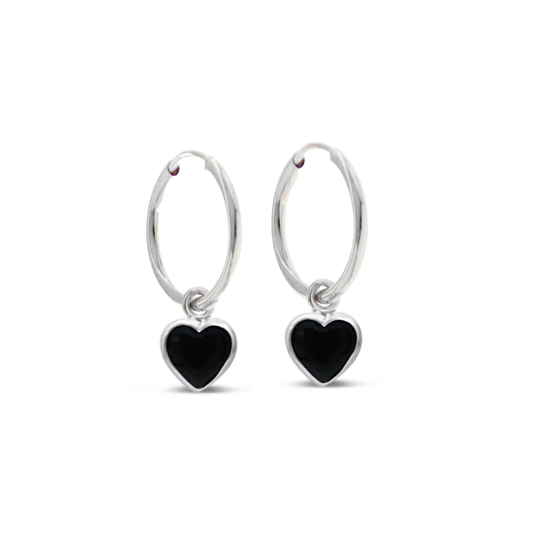 Black Heart Puff Huggies white gold