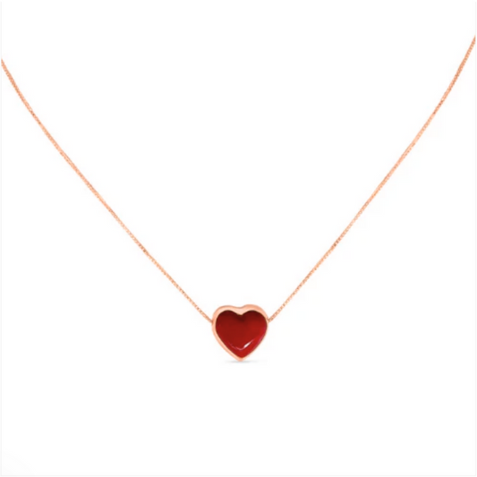 Red Heart Puff Necklace