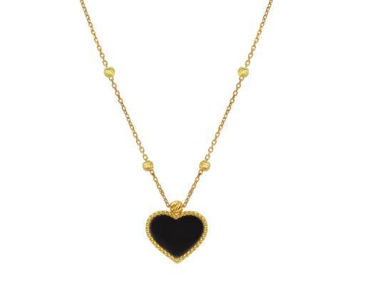 Necklace Solid Heart Black - La Francia Joyería