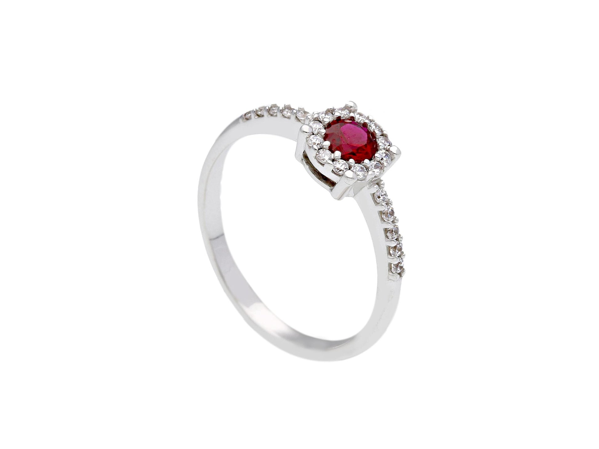 Ring Red Stone With Zirconia - La Francia Joyería