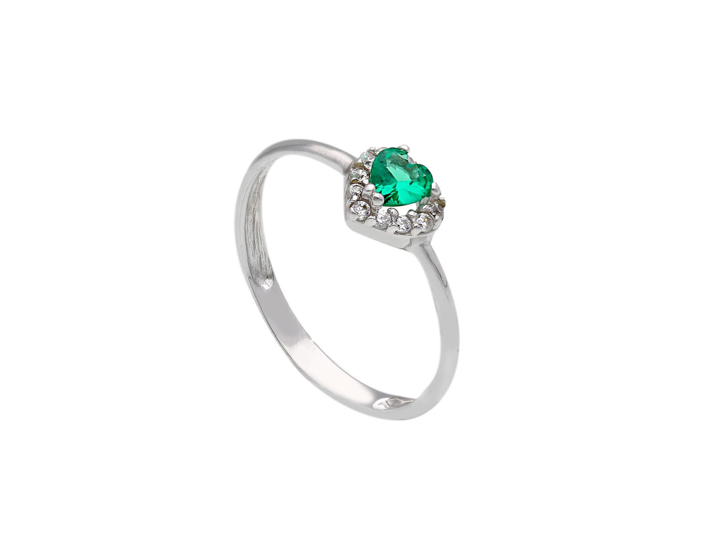 Ring Heart Green Stone With Zirconia - La Francia Joyería