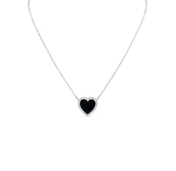 Necklace Black Heart With Diamonds